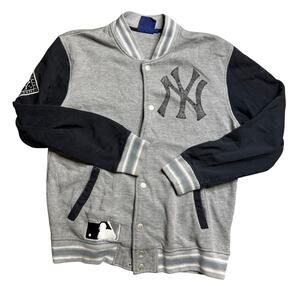 NEW YORK YANKEES MLB BASKETBALL SWEATER JACKET BUTTON UP FLEECE M MEDIUM VINTAGE